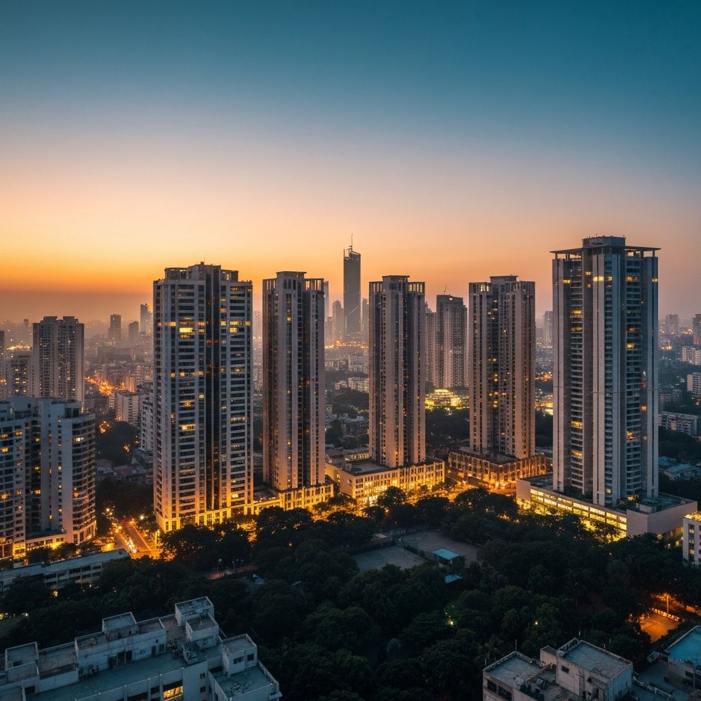 Luxury residential towers at twilight